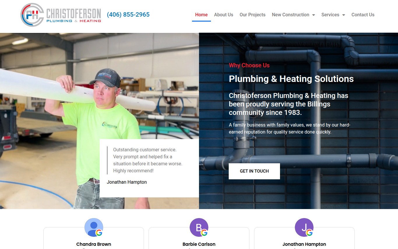 Christoferson Plumbing & Heating website — Billings, MT