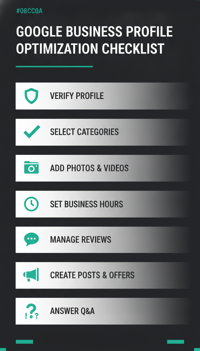 Google Business Profile optimization checklist infographic