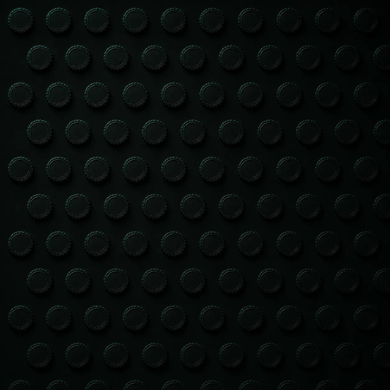 A dark wall of identical dim guarantee badges blending into noise, none of them glowing