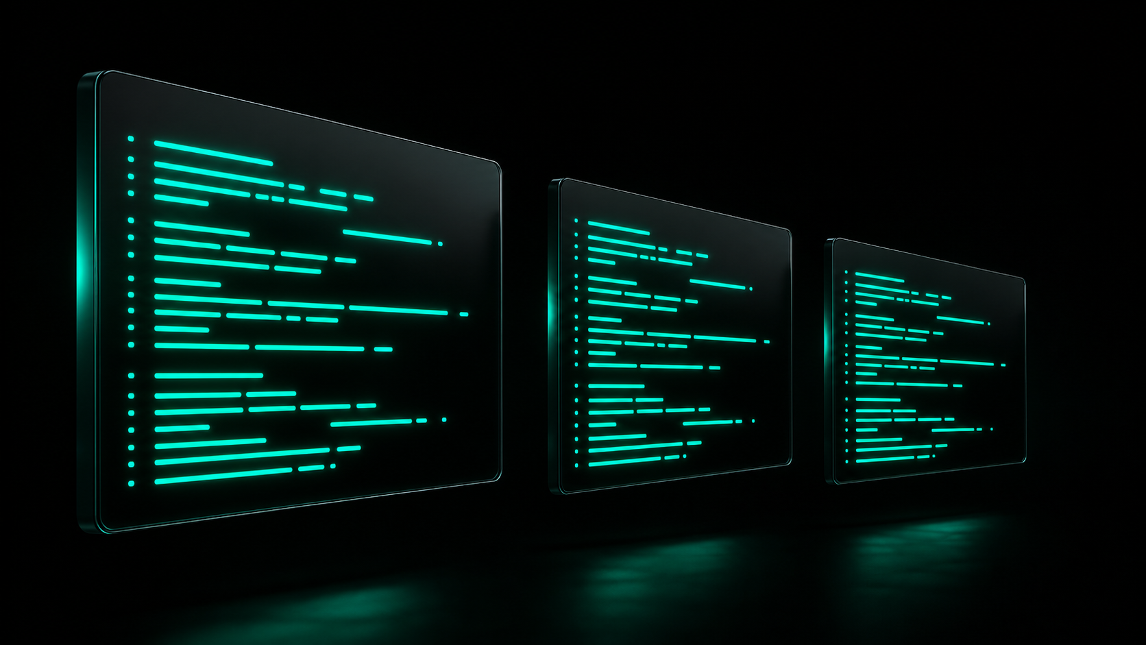 Identical rows of website copy repeating across three screens