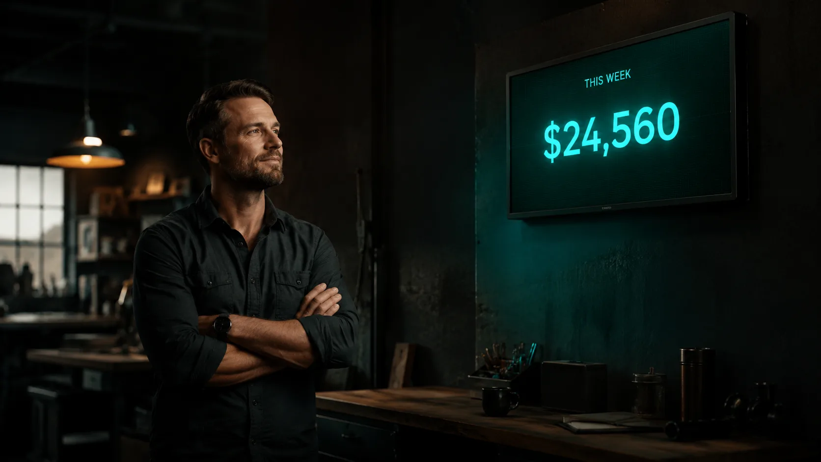 A business owner facing the real numbers of their business — running on facts instead of feeling